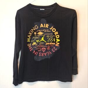 Vtg 90's Nike Air Jordan Black T-Shirt‎ Crew Neck Long Sleeve Youth L